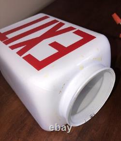 Vintage White Milk Glass Exit Sign Electric Light Double Sided Soda Shop Decor