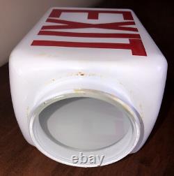 Vintage White Milk Glass Exit Sign Electric Light Double Sided Soda Shop Decor