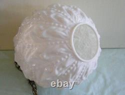 Vintage White Milk Glass Globe Swag Hanging Light Mid Century Lamp