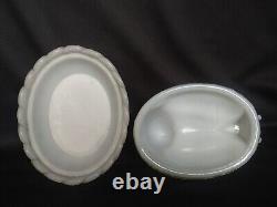 Vintage White Milk Glass Hen Nest Vallerysthal French Butter Dish Collecitble G2