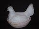 Vintage White Milk Glass Hen On Nest Vallerysthal Butter Dish Collecitble #a2