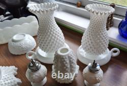 Vintage White Milk Glass/Hobnail/Crimped/Ruffle. Misc Mixed Lot