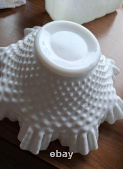 Vintage White Milk Glass/Hobnail/Crimped/Ruffle. Misc Mixed Lot