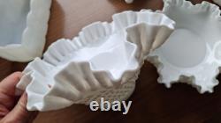 Vintage White Milk Glass/Hobnail/Crimped/Ruffle. Misc Mixed Lot
