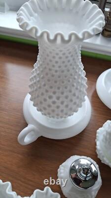 Vintage White Milk Glass/Hobnail/Crimped/Ruffle. Misc Mixed Lot