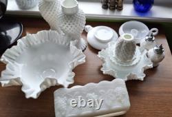 Vintage White Milk Glass/Hobnail/Crimped/Ruffle. Misc Mixed Lot