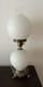Vintage White Milk Glass Hobnail Hurricane Electric Table Lamp With Nightlight