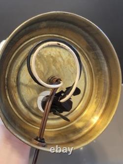 Vintage White Milk Glass Hobnail Hurricane Table Lamp W Nightlight Round Shade