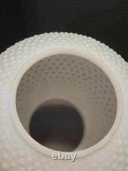 Vintage White Milk Glass Hobnail Hurricane Table Lamp W Nightlight Round Shade