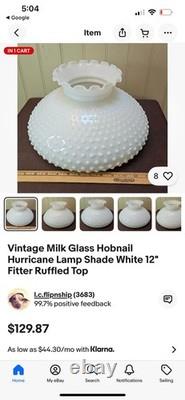 Vintage White Milk Glass Hobnail Lamp Shade