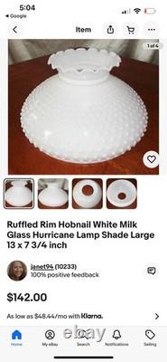 Vintage White Milk Glass Hobnail Lamp Shade