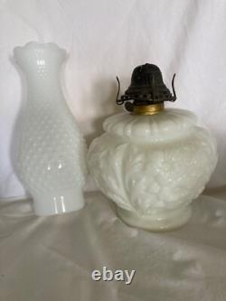 Vintage White Milk Glass Hurricane Lamp
