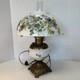Vintage White Milk Glass Hurricane Table Lamp Gwtw Parlor Lamp Floral Tested