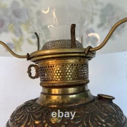 Vintage White Milk Glass Hurricane Table Lamp GWTW Parlor Lamp Floral Tested