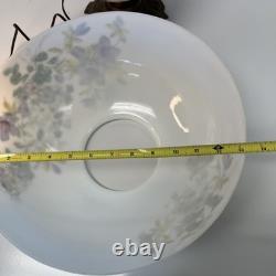 Vintage White Milk Glass Hurricane Table Lamp GWTW Parlor Lamp Floral Tested