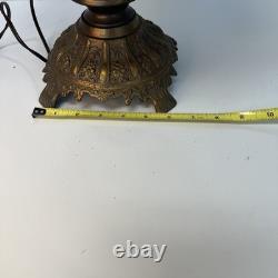 Vintage White Milk Glass Hurricane Table Lamp GWTW Parlor Lamp Floral Tested