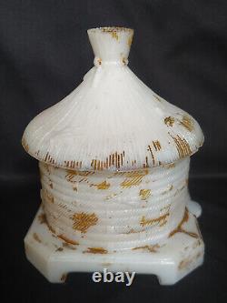 Vintage White Milk Glass Hut Shape Vallerysthal Butter Dish Collecitble 1930 #