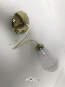 Vintage White Milk Glass Light Flying Saucer Ribbed Hanging Pendant Mid Century