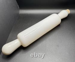 Vintage White Milk Glass Rolling Pin with Cork Stopper
