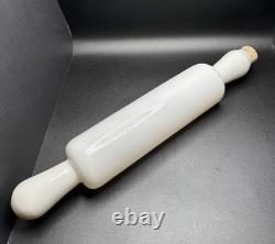 Vintage White Milk Glass Rolling Pin with Cork Stopper