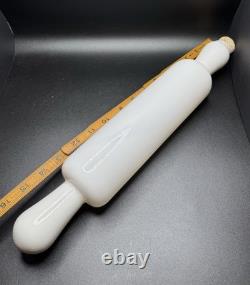 Vintage White Milk Glass Rolling Pin with Cork Stopper