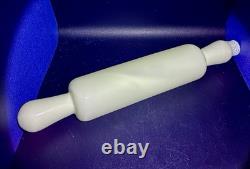 Vintage White Milk Glass Rolling Pin with Cork Stopper