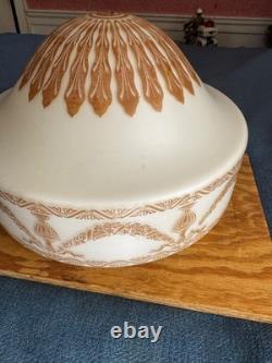 Vintage White Milk Glass Shade Decorated