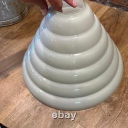 Vintage White Milk Glass Stepped Torchiere Lamp Shade Beehive Shape RARE MCM 15