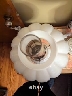 Vintage White Milk Glass Triple Melon Table Lamp