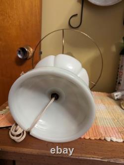 Vintage White Milk Glass Triple Melon Table Lamp