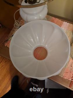 Vintage White Milk Glass Triple Melon Table Lamp