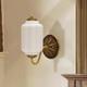 Vintage White Milk Glass Wall Sconce Light Antique Brass Fixture Hallway Lamp