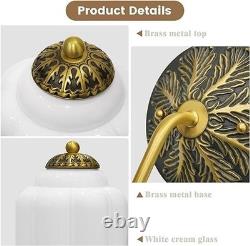 Vintage White Milk Glass Wall Sconce Light Antique Brass Fixture Hallway Lamp