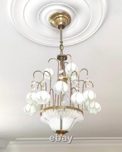 Vintage White Murano Milk Glass Calla Lily Chandelier
