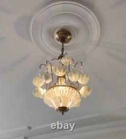 Vintage White Murano Milk Glass Calla Lily Chandelier