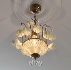 Vintage White Murano Milk Glass Calla Lily Chandelier