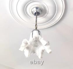 Vintage White Murano Milk Glass Chandelier