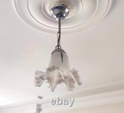 Vintage White Murano Milk Glass Chandelier