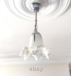Vintage White Murano Milk Glass Chandelier