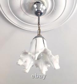 Vintage White Murano Milk Glass Chandelier