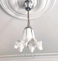 Vintage White Murano Milk Glass Chandelier