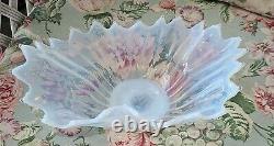 Vintage White Opalescent Fruit Bowl 13.5x 8.5x5.5 On Fire Absolutely Gorgeous
