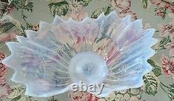 Vintage White Opalescent Fruit Bowl 13.5x 8.5x5.5 On Fire Absolutely Gorgeous