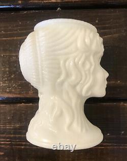 Vintage Woman's Head Bust Shaped White Milk Glass Vase