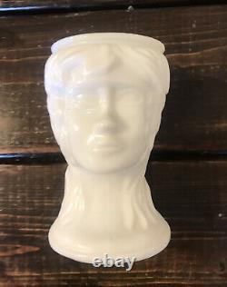 Vintage Woman's Head Bust Shaped White Milk Glass Vase