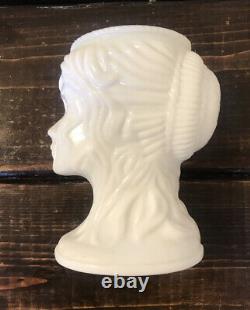 Vintage Woman's Head Bust Shaped White Milk Glass Vase