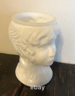 Vintage Woman's Head Bust Shaped White Milk Glass Vase