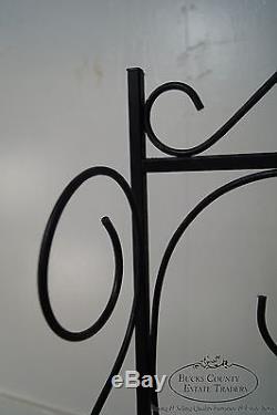 Vintage Wrought Iron Bakers Rack with White Milk Glass Shelves