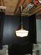 Vintage All Brass With Milk Glass Hanging Light Fixture