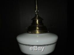 Vintage all brass with milk glass Hanging light fixture